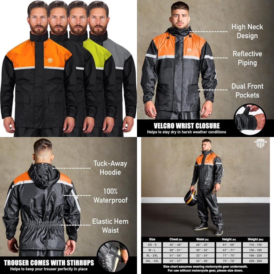 Motorcycle Gear Hoodie - Combinaison de pluie imperméable pour moto,
