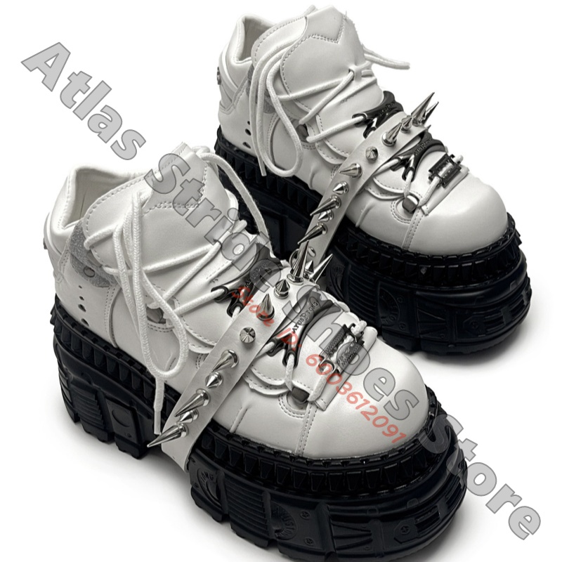 Baskets plateforme punk blanch - Motorcycle Gear White avis et prix